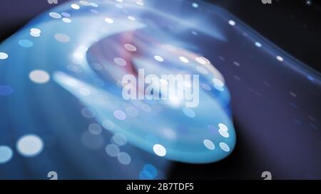Blue glowing sineblur particles bokeh, computer generated abstract background, 3D rendering Stock Photo