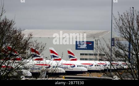 Britisih Airways planes sit at their engineering base at Heathrow ...