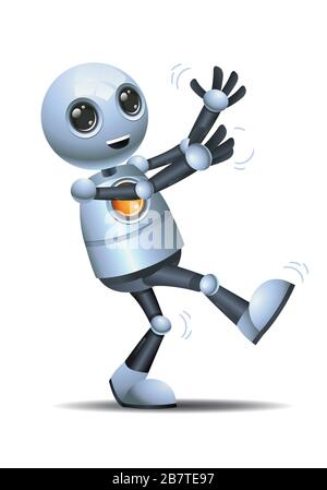 3d illustration of little robot dance party fun move on isolated white background Stock Photo