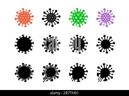 Set of bacteria, virus icon and symbol, vector art Stock Vector