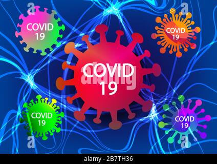 Nervous system infections by Covid-19 , vector background Stock Vector