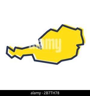 Stylized simple yellow outline map of Austria Stock Vector