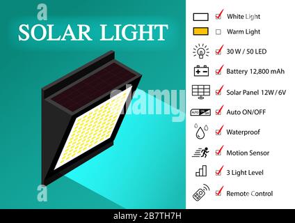 Infographic Solar Light with Icon, vector art design Stock Vector