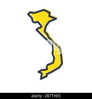 Stylized simple yellow outline map of Vietnam Stock Vector