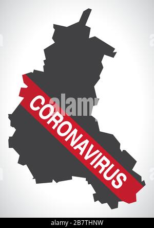 Champagne-Ardenne FRANCE region map with Coronavirus warning illustration Stock Vector