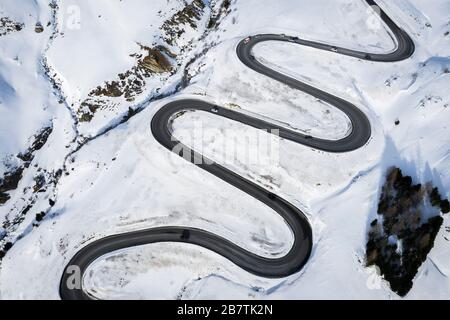 Aerial view of Julier Pass, Albula, Engadine, Canton of Graubunden, Switzerland, Southern Europe Stock Photo