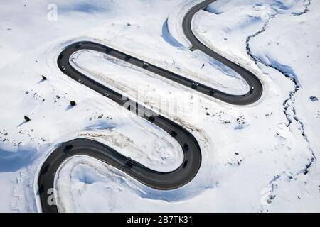 Aerial view of Julier Pass, Albula, Engadine, Canton of Graubunden, Switzerland, Southern Europe Stock Photo