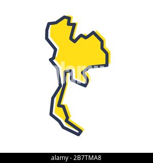 Stylized simple yellow outline map of Thailand Stock Vector