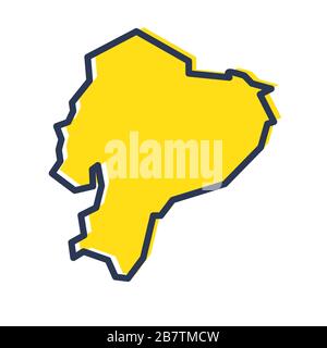 Stylized simple yellow outline map of Ecuador Stock Vector