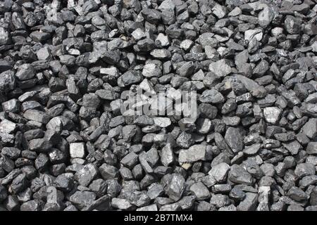 A Pile of Large Lumps of Black Coal. Stock Photo