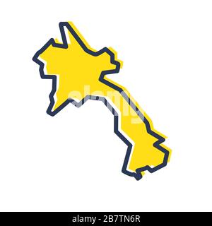 Stylized simple yellow outline map of Laos Stock Vector