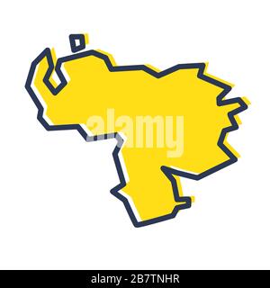 Stylized simple yellow outline map of Venezuela Stock Vector