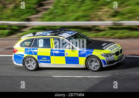 Cheshire Police ANPR Interceptor on Test driving number plate recognition technology on the M6 motorway, Chorley, UK Stock Photo