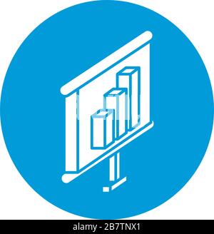 desktop with statistics bars block style icon Stock Vector
