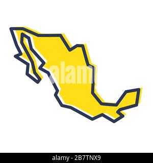Stylized simple yellow outline map of Mexico Stock Vector