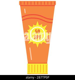 Sunscreen bottle vector icon isolated on white background. Stock Vector