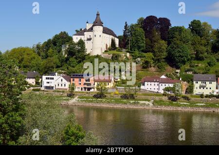 Austria, castle Ottensheim on Danube river in Upper Austria Stock Photo