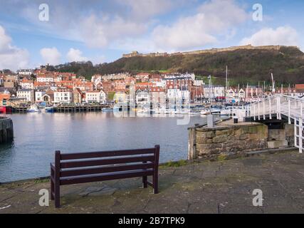 Scarborough harbour, a traditional seaside town on the north Yorkshire coast, England, UK