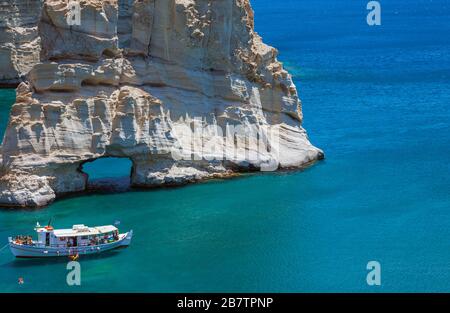 The beautiful bay of Kleftiko. Milos island. Greece Stock Photo