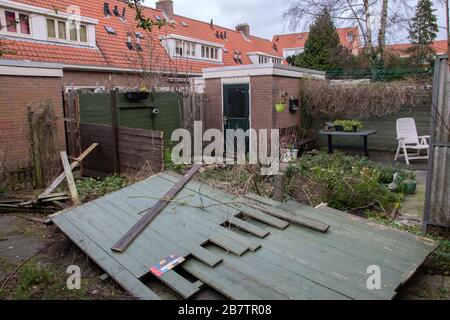 Damaged Fence During The Ciara Storm At Amsterdam The Netherlands 2020 Stock Photo