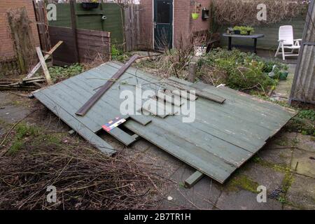 Damaged Fence During The Ciara Storm At Amsterdam The Netherlands 2020 Stock Photo