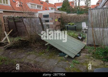 Damaged Fence During The Ciara Storm At Amsterdam The Netherlands 2020 Stock Photo