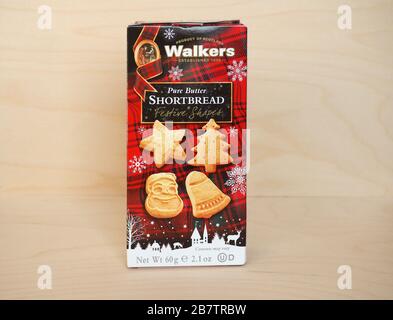 ABERDEEN, UK - CIRCA MARCH 2020: Walkers packet of pure butter shortbread biscuits Stock Photo