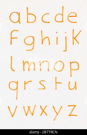 handwritten lower case letters of the British alphabet Stock Photo