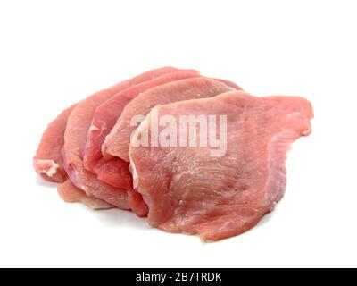 Turkey escalope against white background Stock Photo