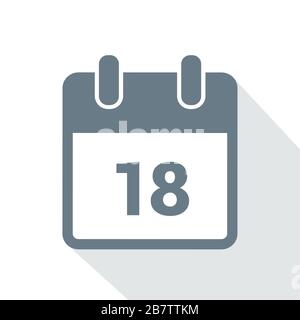 simple calendar icon 18 on white background vector illustration EPS10 Stock Vector