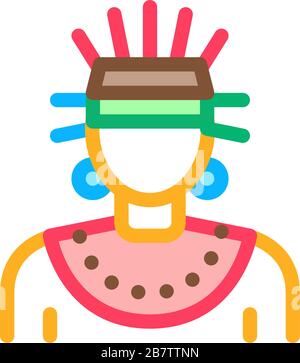 Aztec Shaman Icon Vector Outline Illustration Stock Vector