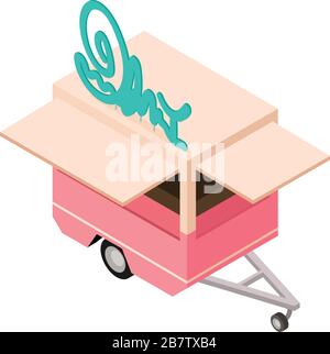Ice cream trailer icon. Isometric of ice cream trailer vector icon for web design isolated on white background Stock Vector
