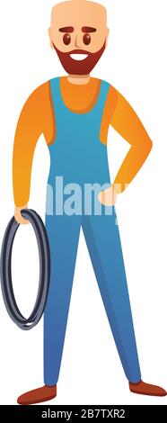 Engineer with cable icon. Cartoon of engineer with cable vector icon for web design isolated on white background Stock Vector