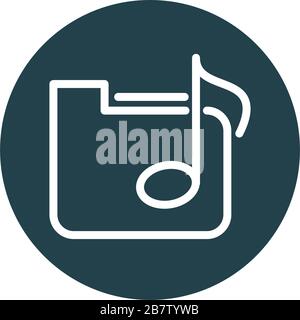 folder file music note sound block style icon vector illustration Stock Vector