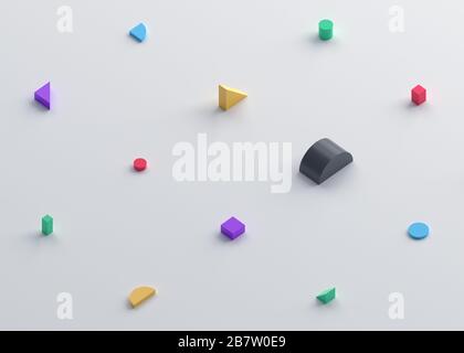Abstract 3d render, modern background design with geometric shapes Stock Photo