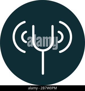 tuning fork signal sound block style icon vector illustration Stock Vector