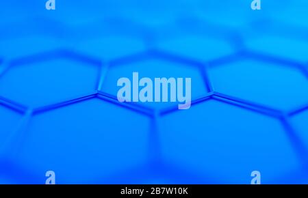 Abstract futuristic surface with hexagons, 3d render, sci-fi background design with bokeh effect Stock Photo