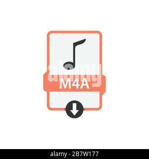 M4A download video file format vector image. M4A file icon flat design graphic video vector Stock Vector