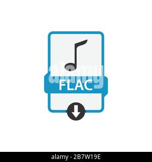 Flac download audio file format vector image. Flac file icon flat design graphic audio vector Stock Vector