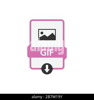 GIF download file format vector image. GIF file icon flat design graphic vector Stock Vector