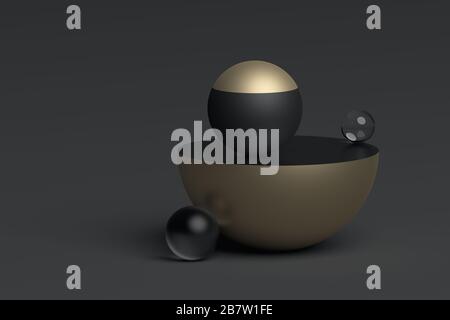 Abstract 3d rendering of geometric shapes. Surreal composition. Balance concept. Modern background design. Stock Photo