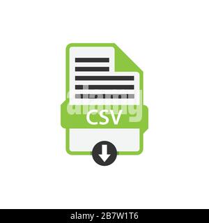 CSV file document download css button icon vector image. CSV file icon flat design graphic vector Stock Vector