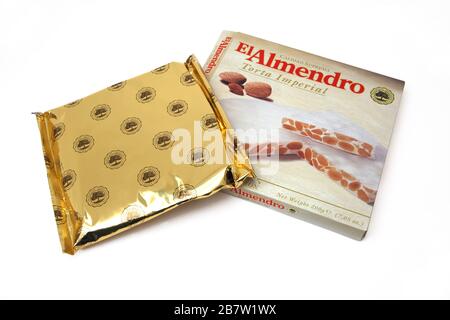 Calidad Suprema El Almendro Torta Imperial - Hard Almond Turron Stock Photo  - Alamy