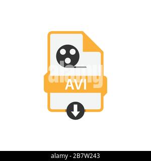 AVI download file format vector image. AVI file icon flat design graphic vector Stock Vector