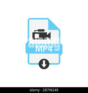 MP4 download video file format vector image. MP4 file icon flat design graphic video vector Stock Vector