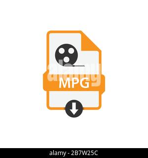 MPG download video file format vector image. MPG file icon flat design graphic video vector Stock Vector