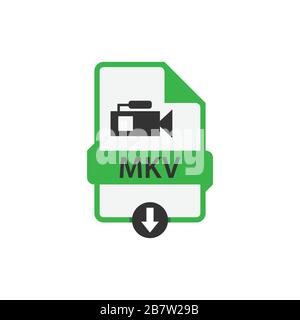 MKV download video file format vector image. MKV file icon flat design graphic video vector Stock Vector
