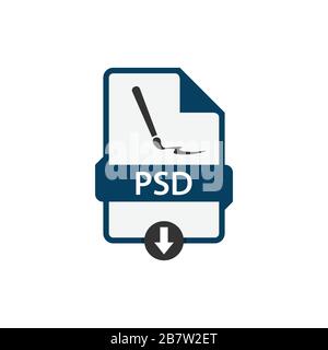 PSD download file format vector image. PSD file icon flat design graphic vector Stock Vector