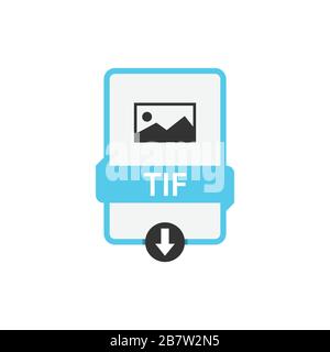 TIF download file format vector image. TIF file icon flat design graphic vector Stock Vector
