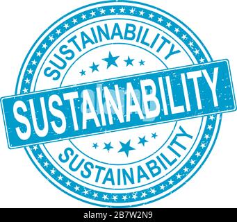 blue round grunge red sustainability rubber web stamp Stock Vector